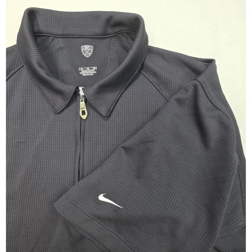 Vintage Nike Golf Polo Shirt‎ Mens XL FISH SCALES BACK VENT Gray White  1/4 Zip